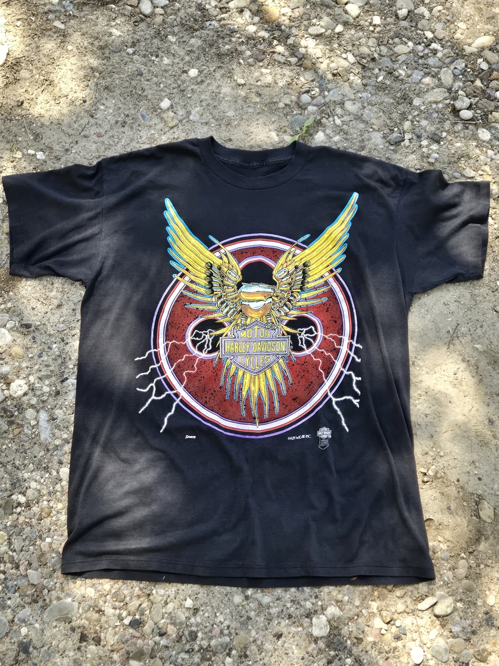 Vintage 80s 90s Harley-Davidson Iron Emblem Lightning Shurte Fun Wear Inc